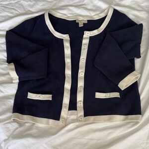 Banana Republic Navy and Cream Cardigan